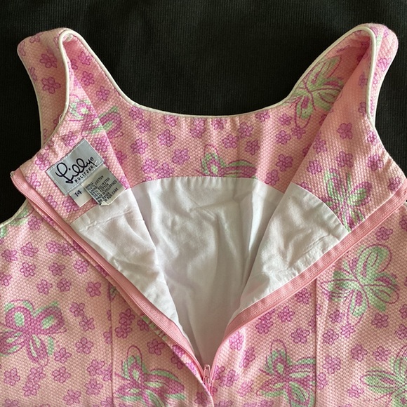 Lilly Pulitzer vintage shift dress white tag pink and green butterflies - Picture 4 of 12